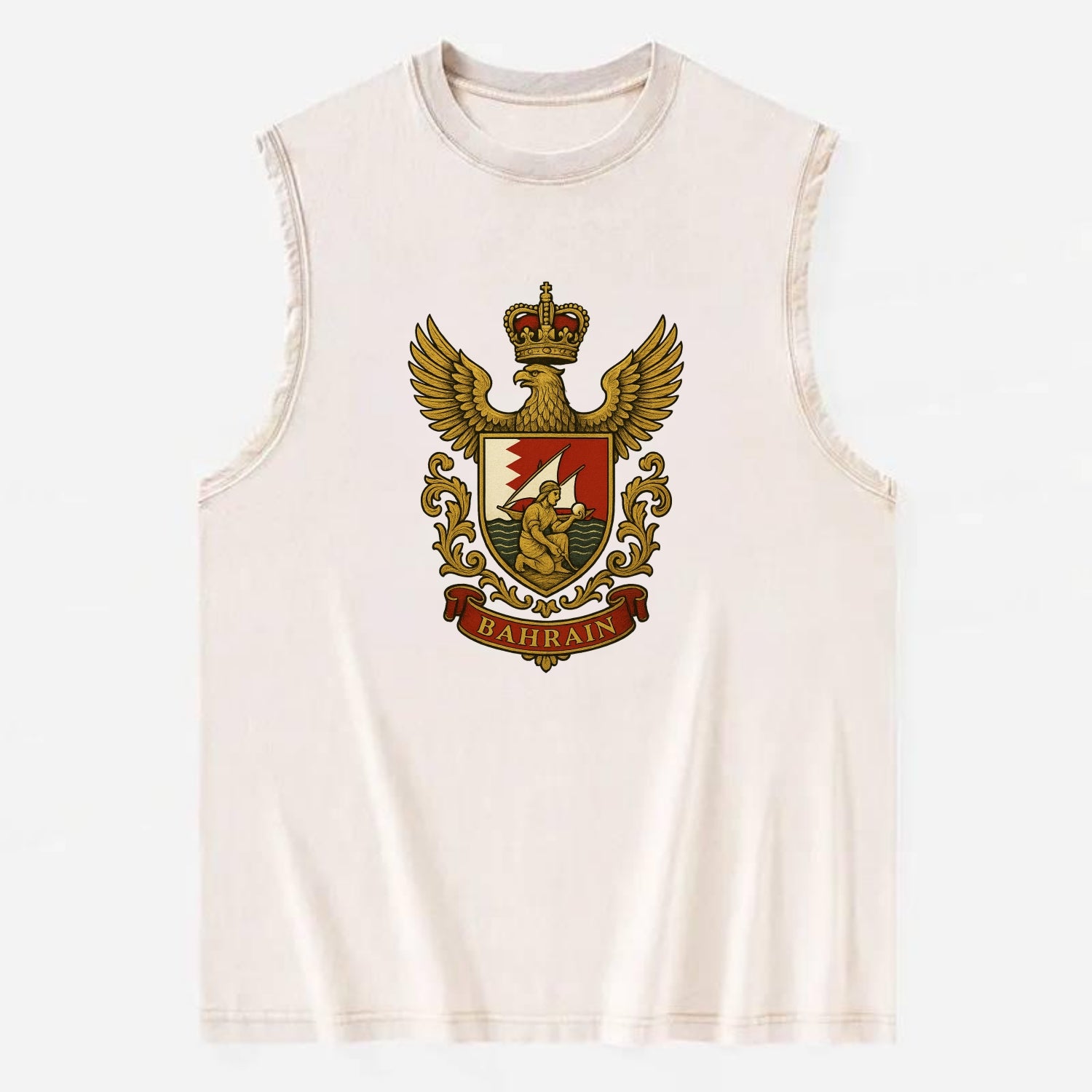 Bahrain Heritage Badge  - Vintage Washed Tank - Beige