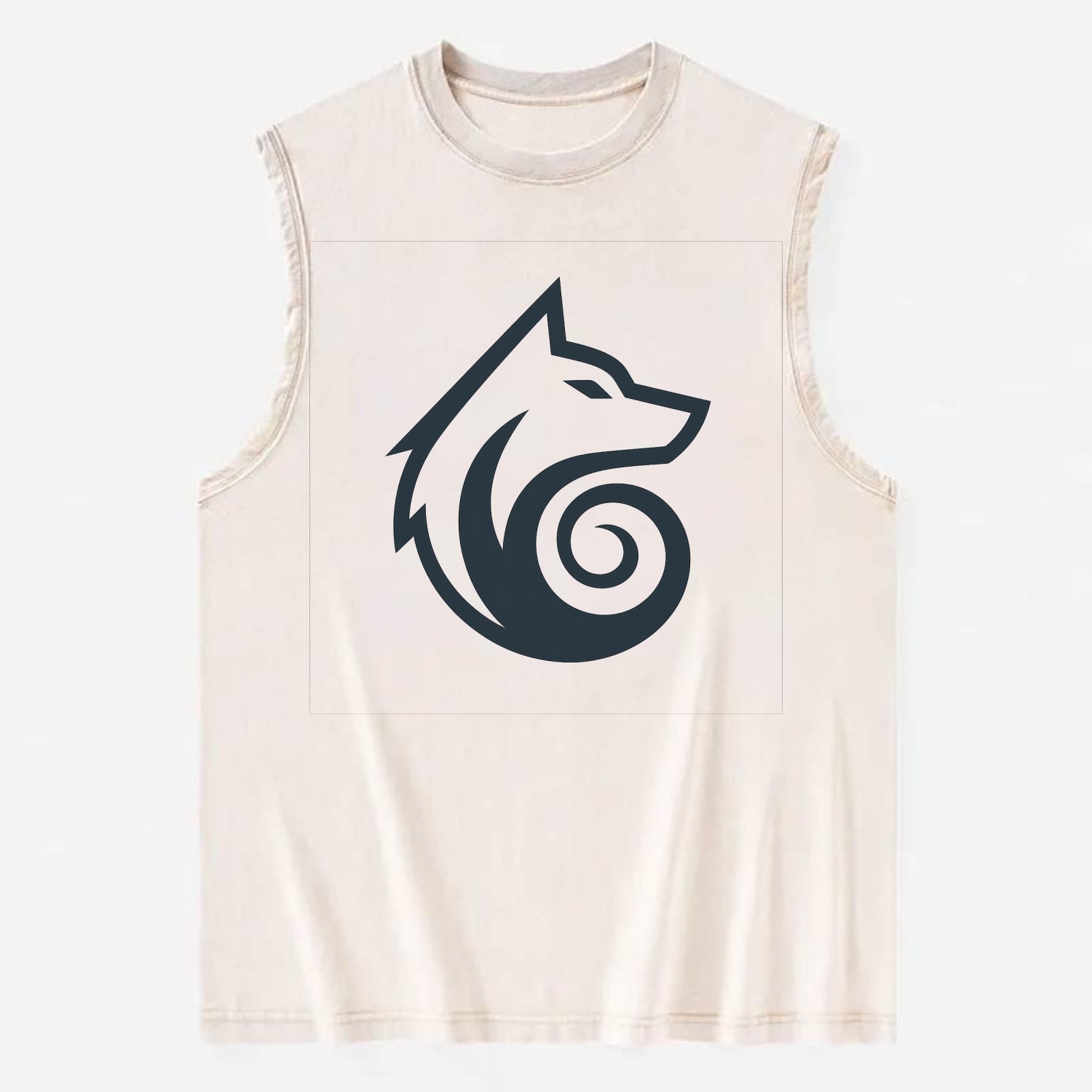 Wind Wolf Spiral  - Vintage Washed Tank - Beige