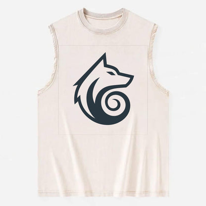 Wind Wolf Spiral  - Vintage Washed Tank - Beige