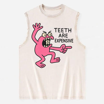 TEETH ARE EXPENSIVE | Dollar sign molar - Vintage Washed Tank - Beige