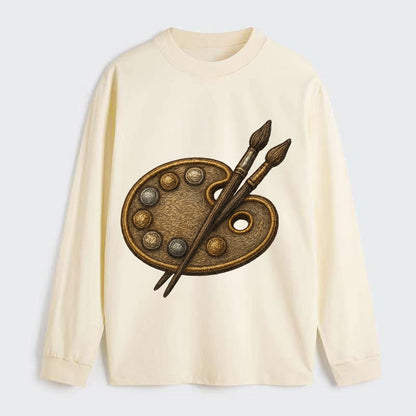 Artist palette with brushes - painter emblem - Classic Long Sleeve Shirt - Beige