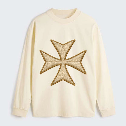 Hospitaller Cross  - Classic Long Sleeve Shirt - Beige