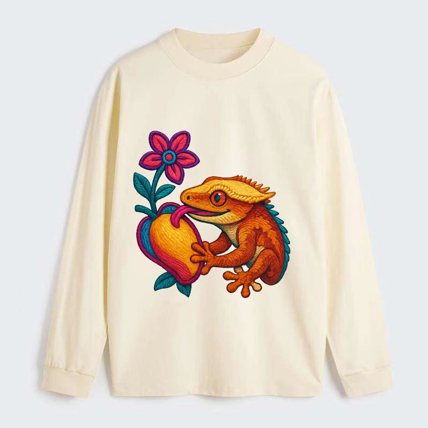 Crested Gecko - Classic Long Sleeve Shirt - Beige