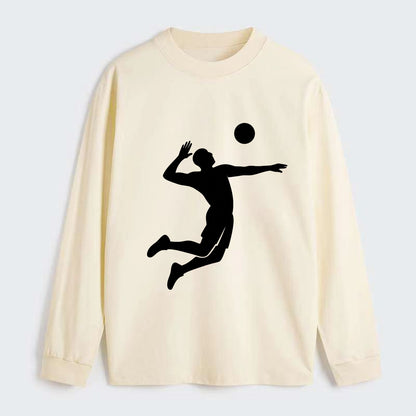Volleyball player spiking ball - Classic Long Sleeve Shirt - Beige