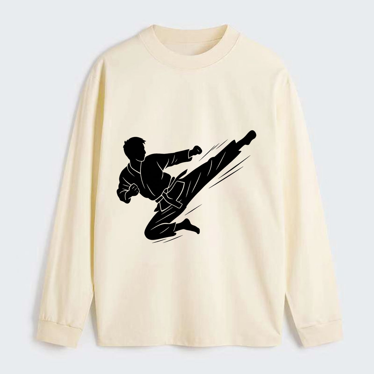 Korean taekwondo flying kick - Classic Long Sleeve Shirt - Beige