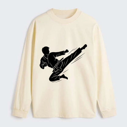 Korean taekwondo flying kick - Classic Long Sleeve Shirt - Beige