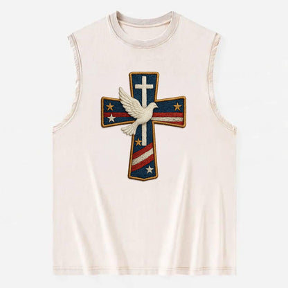 Dove and Cross  - Vintage Washed Tank - Beige