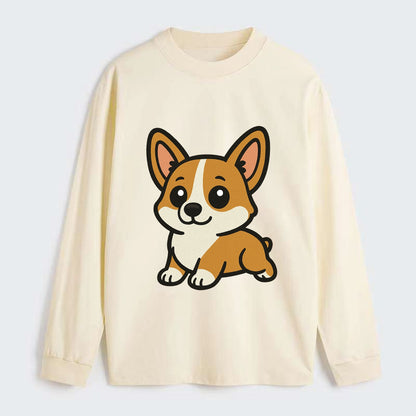 Corgi - Sploot lying position - Classic Long Sleeve Shirt - Beige