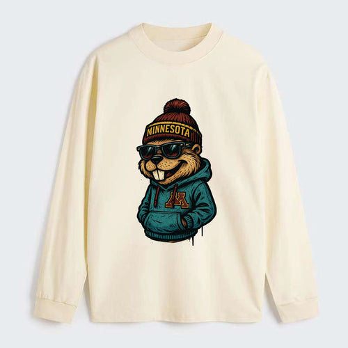Minneapolis Gopher wearing Minnesota beanie with M patch - Classic Long Sleeve Shirt