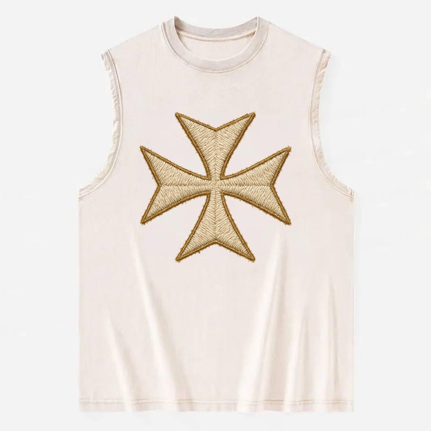 Hospitaller Cross  - Vintage Washed Tank - Beige