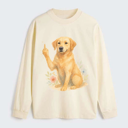 Labrador Retriever yellow sitting pretty, friendly face, strong paw up - Classic Long Sleeve Shirt - Beige