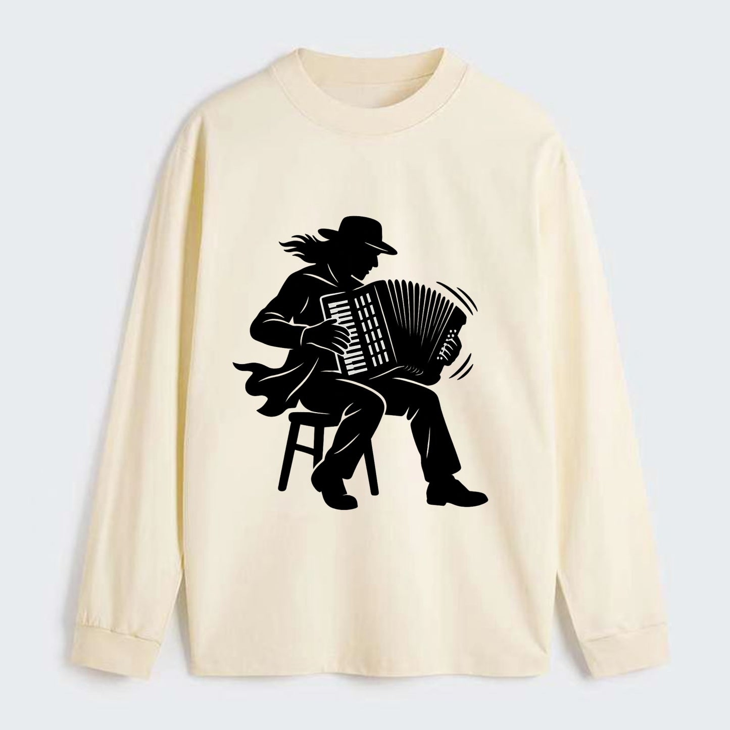 Accordion player street musician - Classic Long Sleeve Shirt - Beige