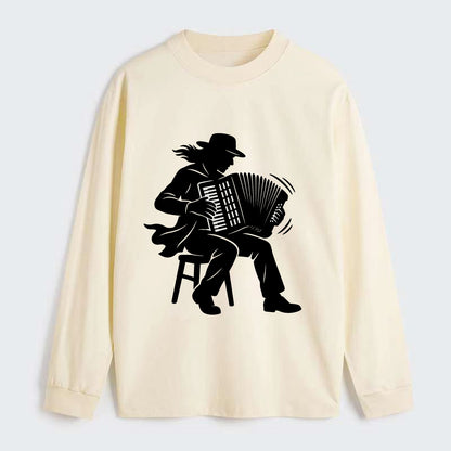 Accordion player street musician - Classic Long Sleeve Shirt - Beige