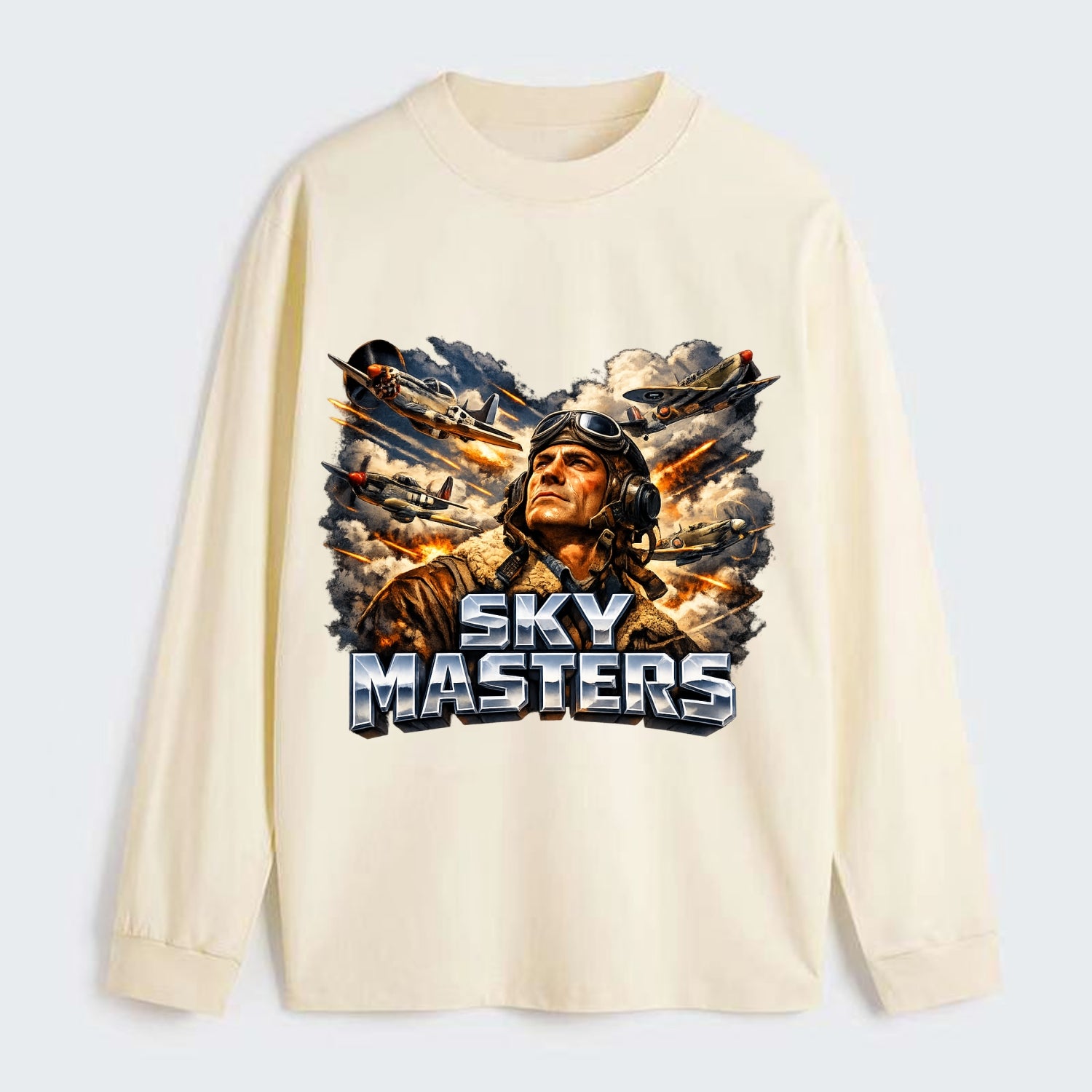 Sky Masters - Classic Long Sleeve Shirt - Beige