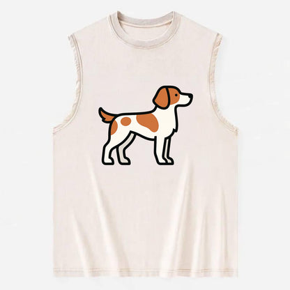 Brittany Spaniel - Orange and white flat side profile - Vintage Washed Tank - Beige