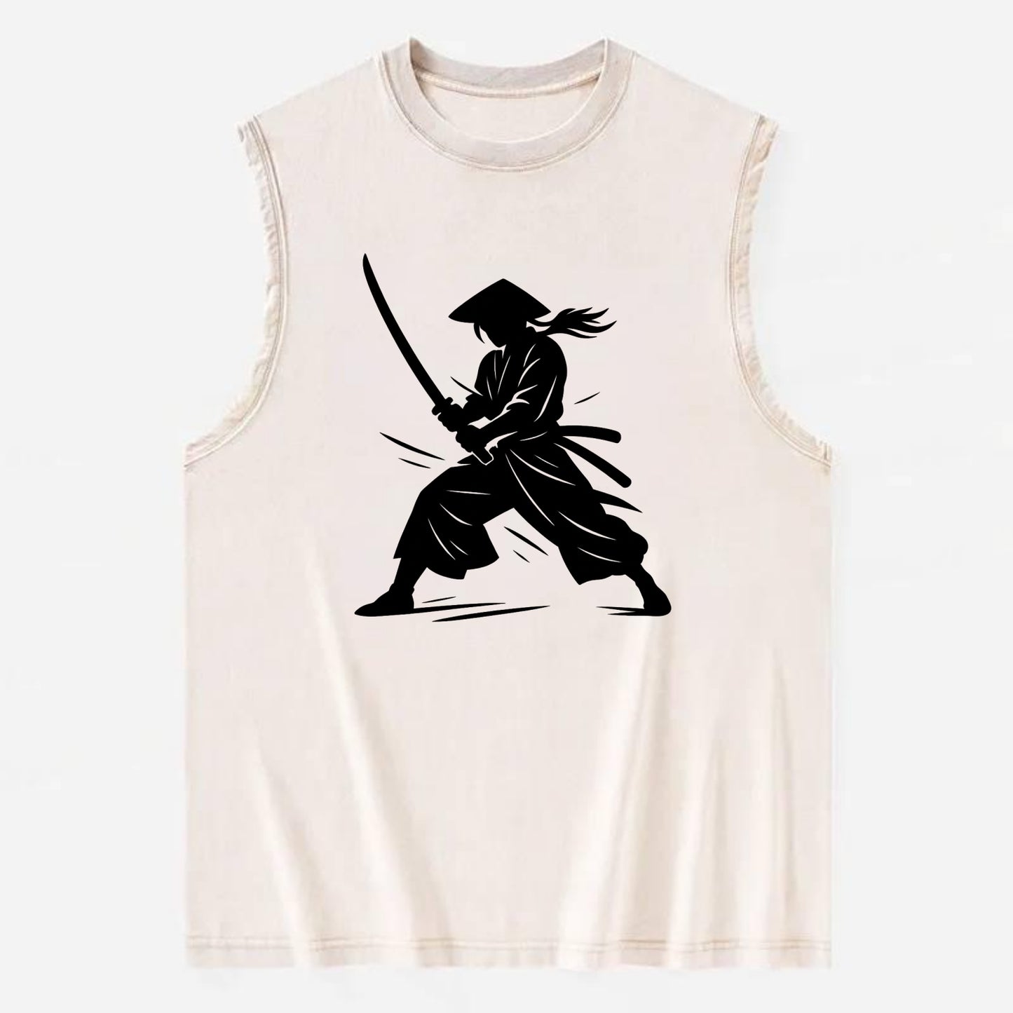 Samurai in battle-ready stance - Vintage Washed Tank - Beige