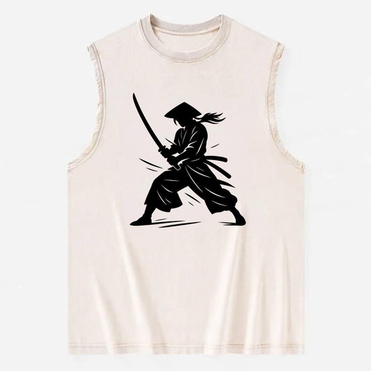 Samurai in battle-ready stance - Vintage Washed Tank - Beige