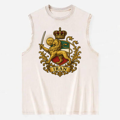 Royal Iran Coat Of Arms - Vintage Washed Tank - Beige