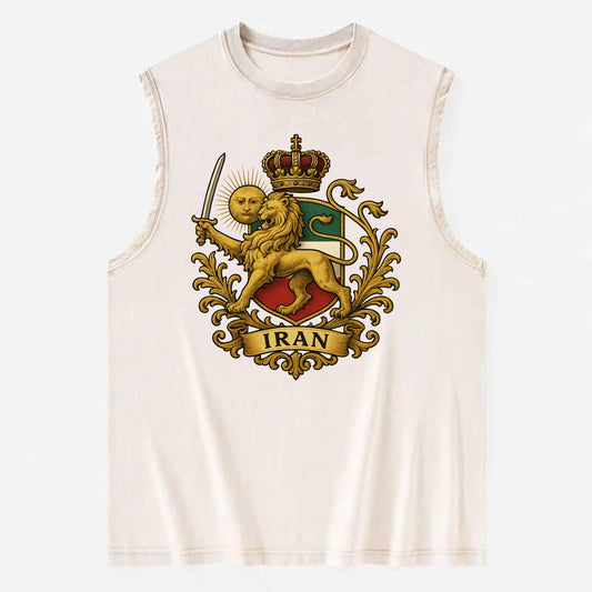 Royal Iran Coat Of Arms - Vintage Washed Tank - Beige