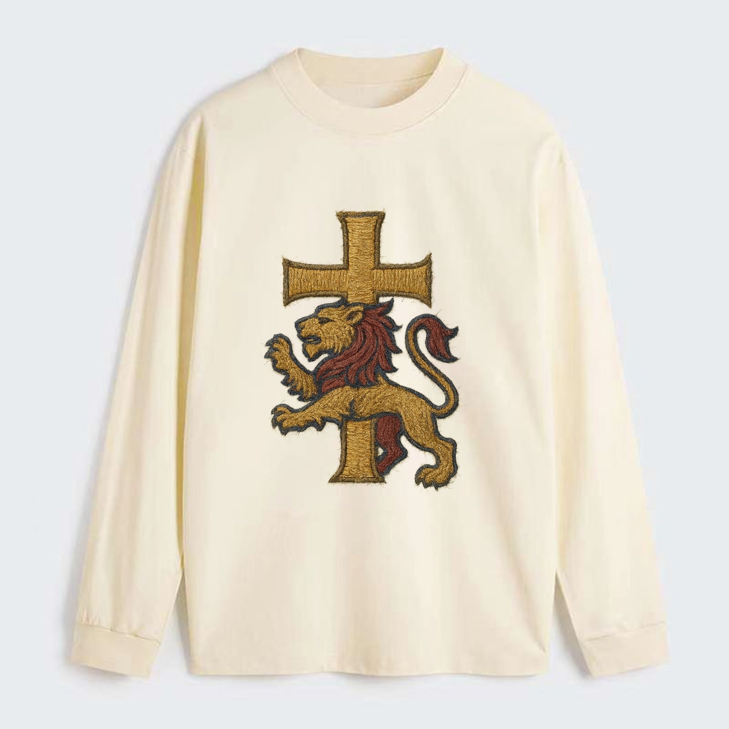 Lion and Cross  - Classic Long Sleeve Shirt - Beige