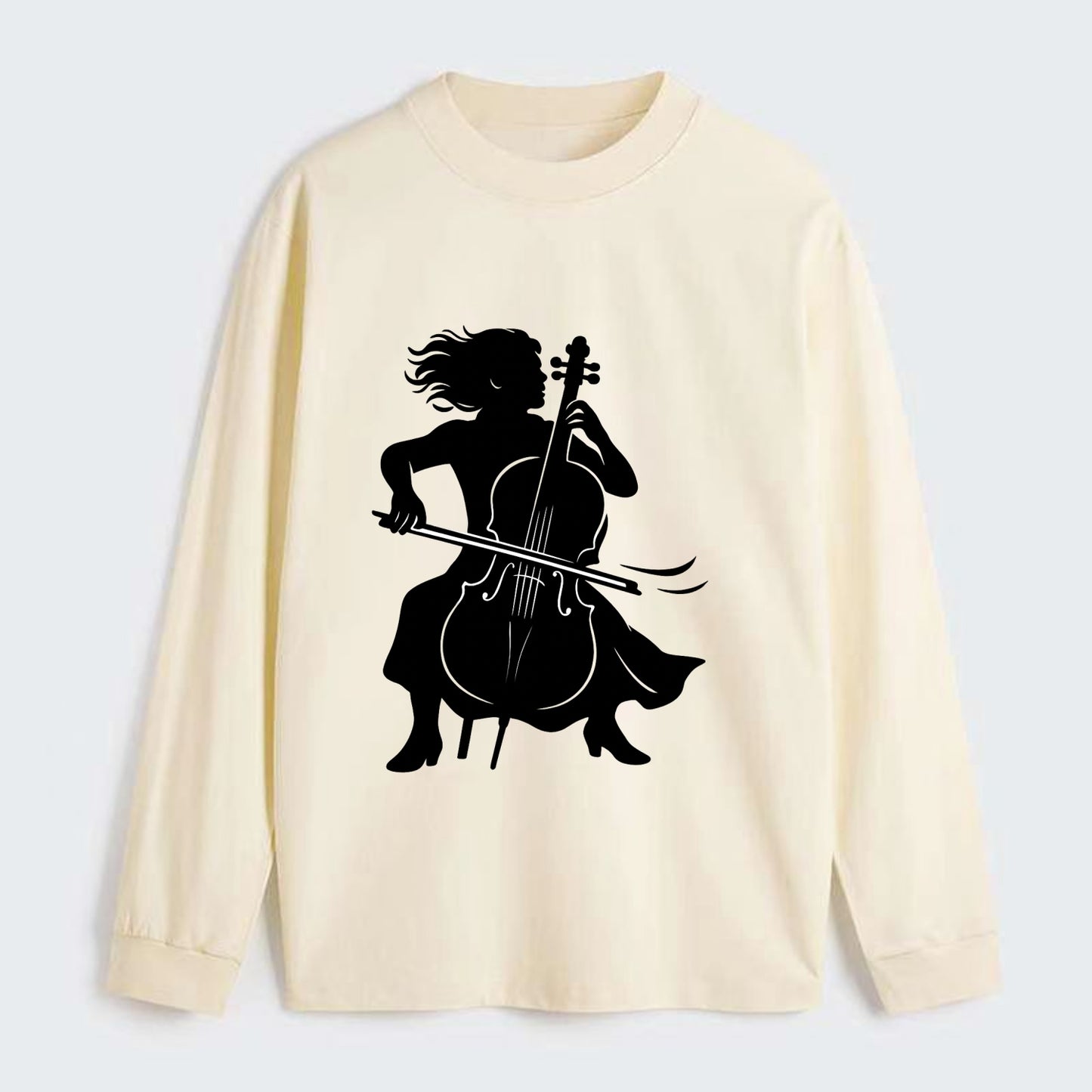 Cellist performing emotional solo - Classic Long Sleeve Shirt - Beige