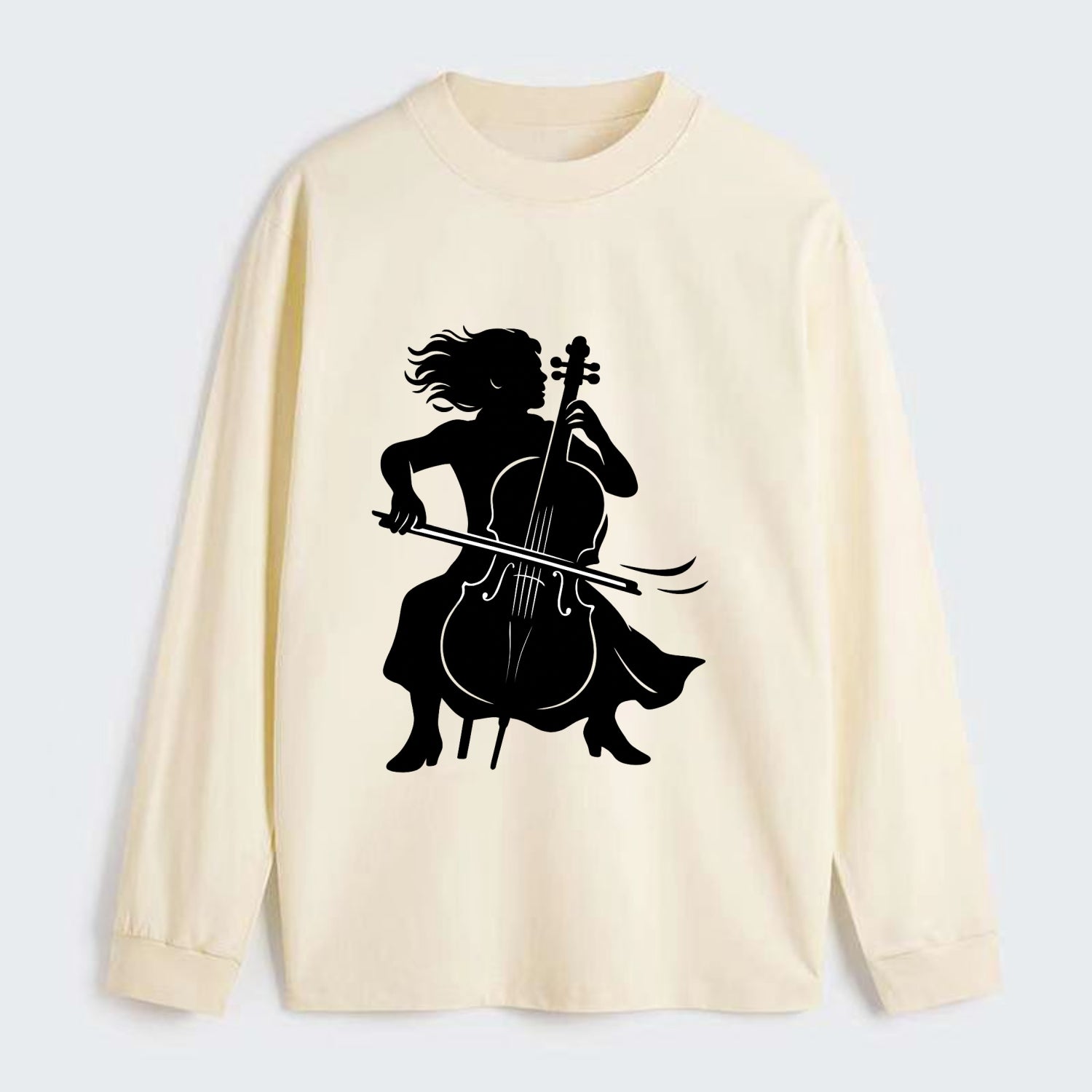 Cellist performing emotional solo - Classic Long Sleeve Shirt - Beige