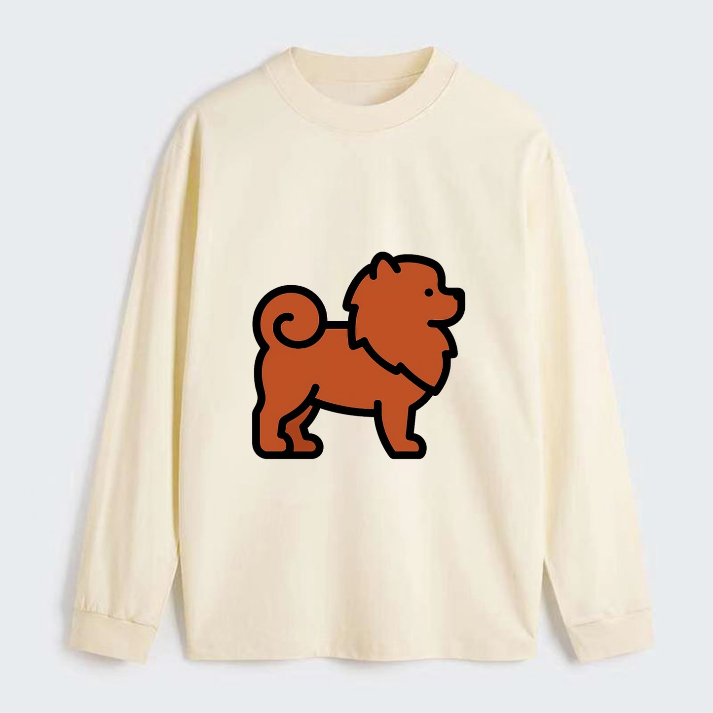 Chow Chow - Red fluffy flat side profile - Classic Long Sleeve Shirt - Beige