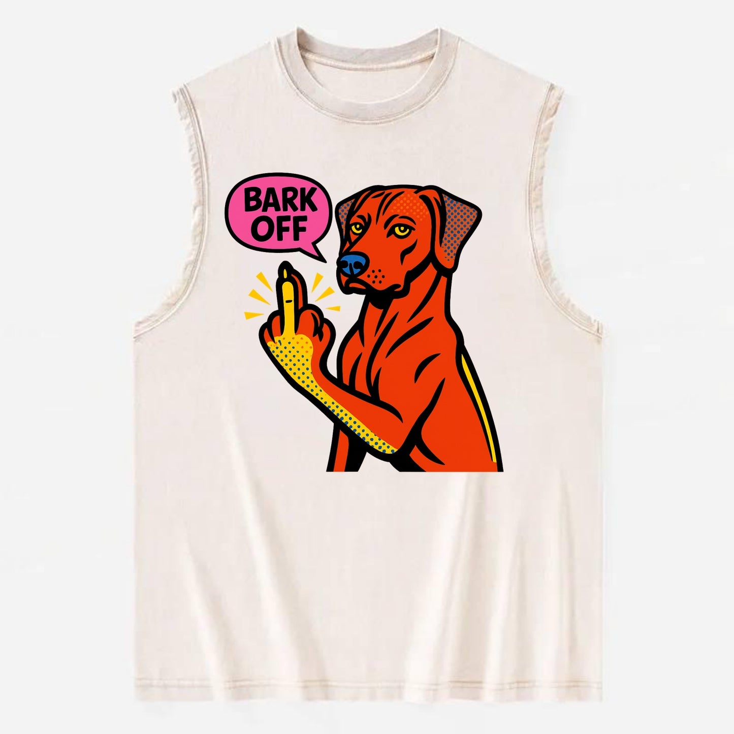 Rhodesian Ridgeback with distinctive ridge on back, athletic muscular paw up - Vintage Washed Tank - Beige