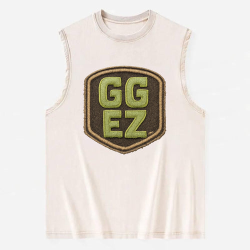GG EZ - victory text in neon green , easy win - Vintage Washed Tank