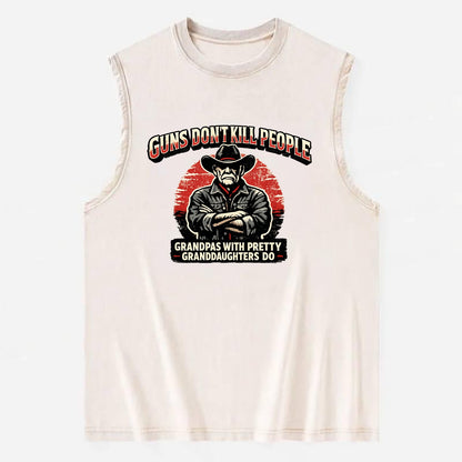 Grandpas Pretty Granddaughters - Cowboy - Vintage Washed Tank - Beige