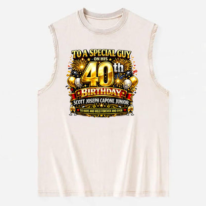 Special 40th Birthday - Vintage Washed Tank - Beige