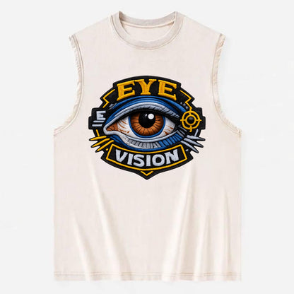 EYE VISION - anatomical eye in blue and brown , optometry - Vintage Washed Tank - Beige