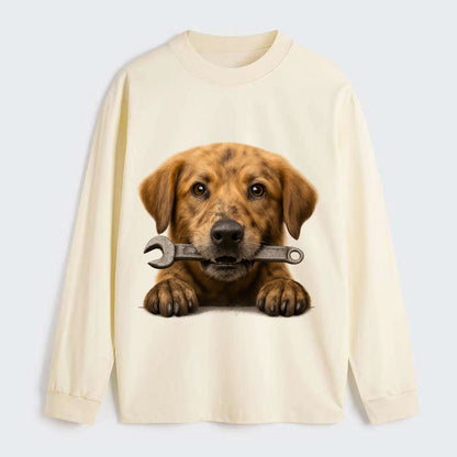 Mechanic Dog  - Classic Long Sleeve Shirt - Beige