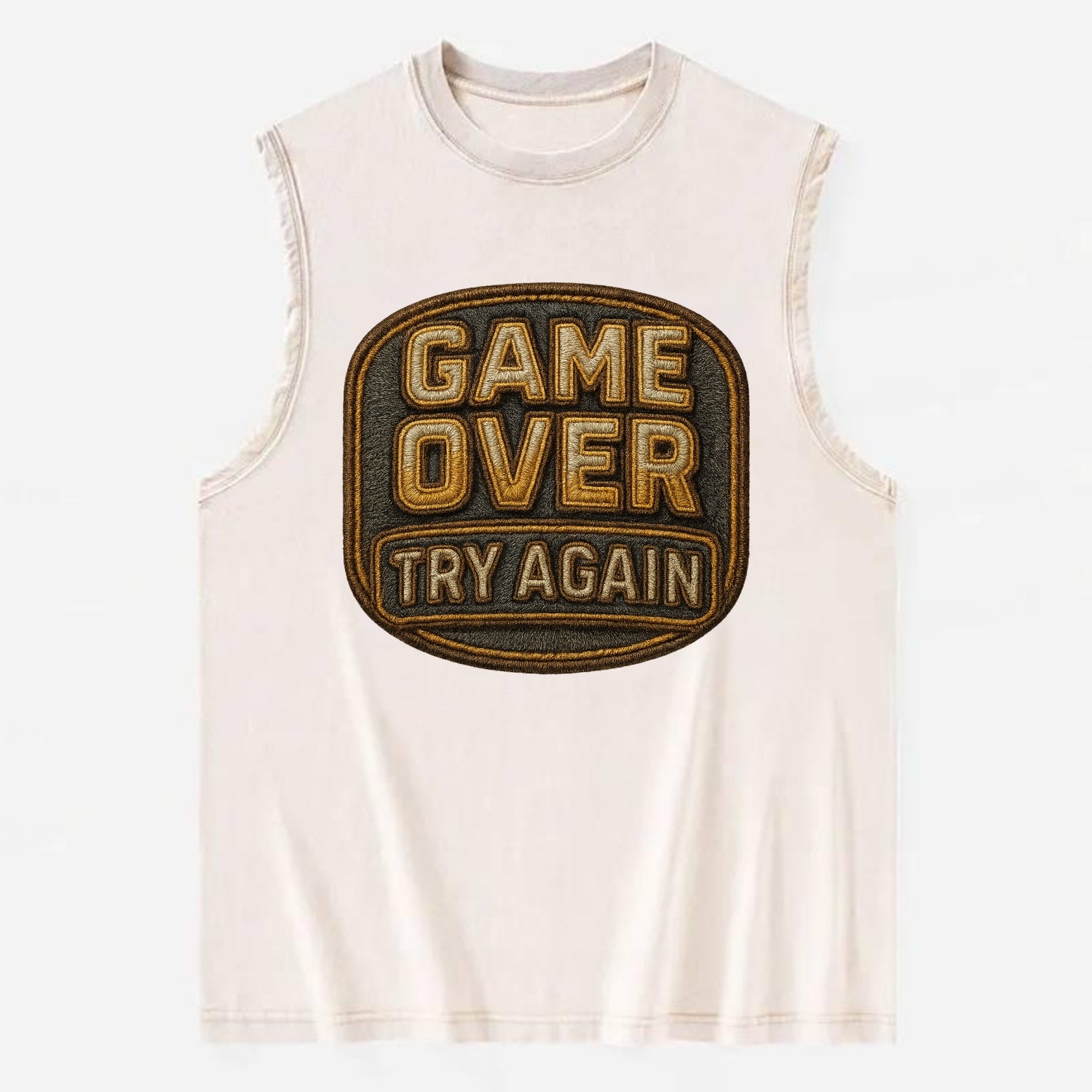 Game Over Try Again  - Vintage Washed Tank - Beige