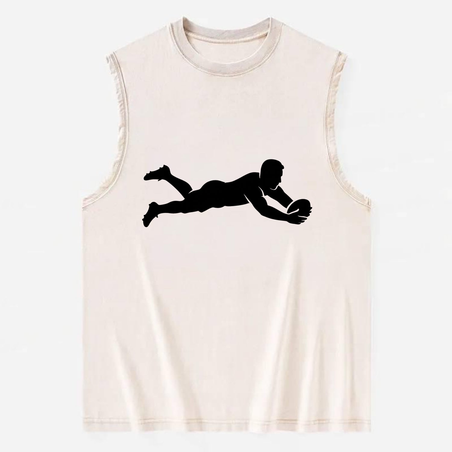 Rugby player diving for try - Vintage Washed Tank - Beige
