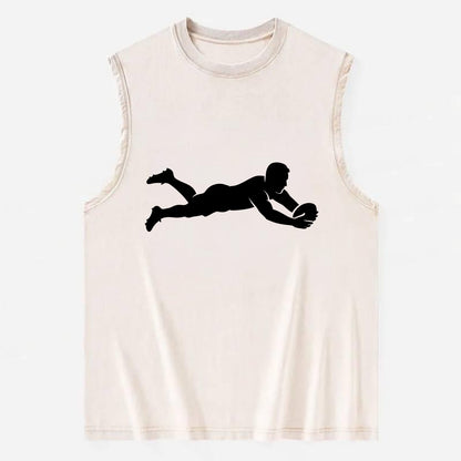 Rugby player diving for try - Vintage Washed Tank - Beige