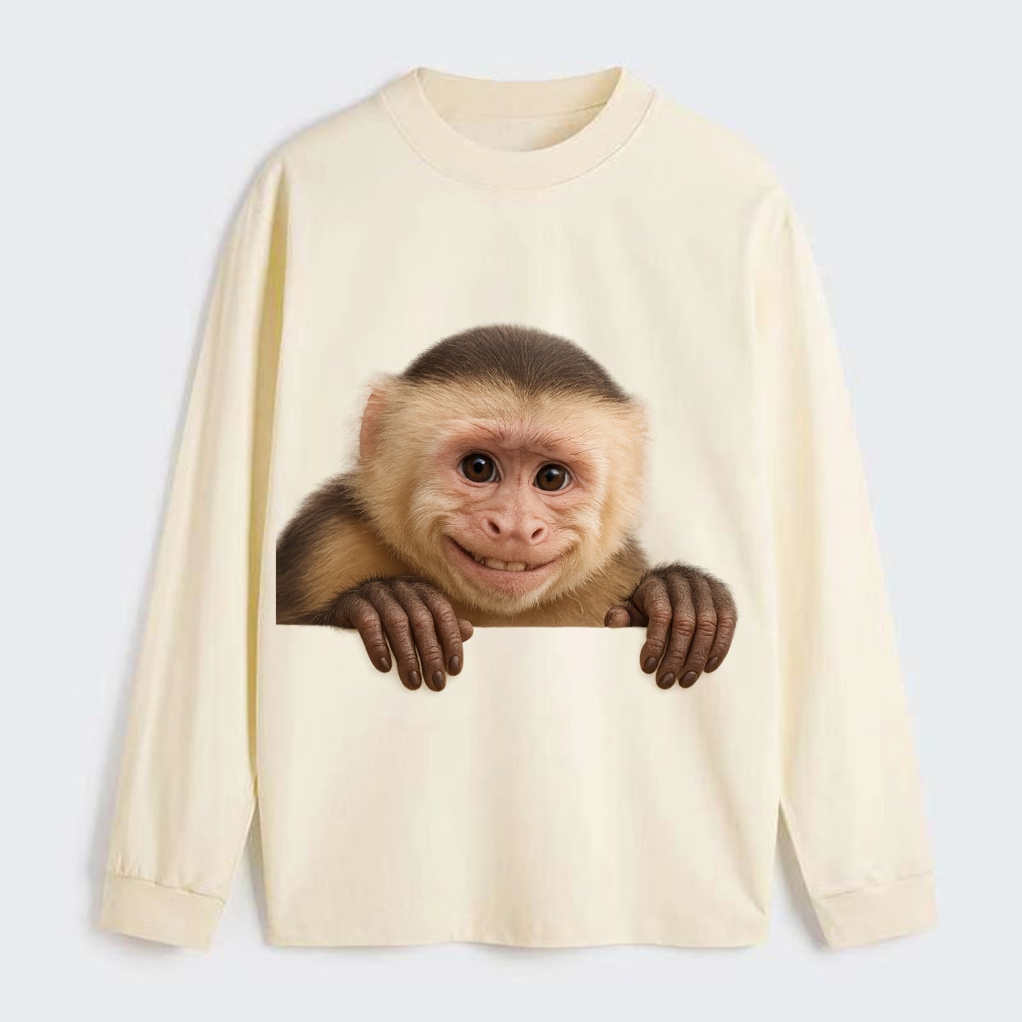 Capuchin Monkey  - Classic Long Sleeve Shirt - Beige