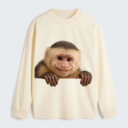 Capuchin Monkey  - Classic Long Sleeve Shirt - Beige