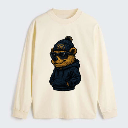 Berkeley Bear wearing Cal beanie with script patch - Classic Long Sleeve Shirt - Beige