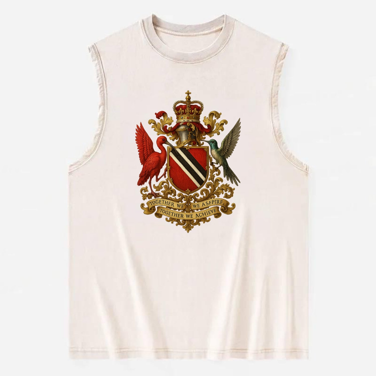 Trinidad Scarlet Ibis Emblem - Vintage Washed Tank - Beige