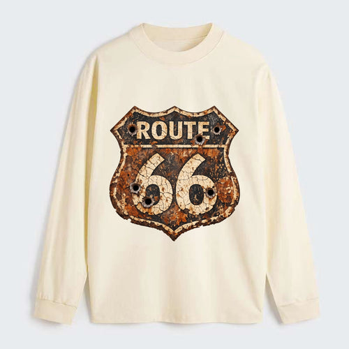 WEATHERED MARKER | Rust-aged Route 66 sign | Desert sun-bleached | - Classic Long Sleeve Shirt