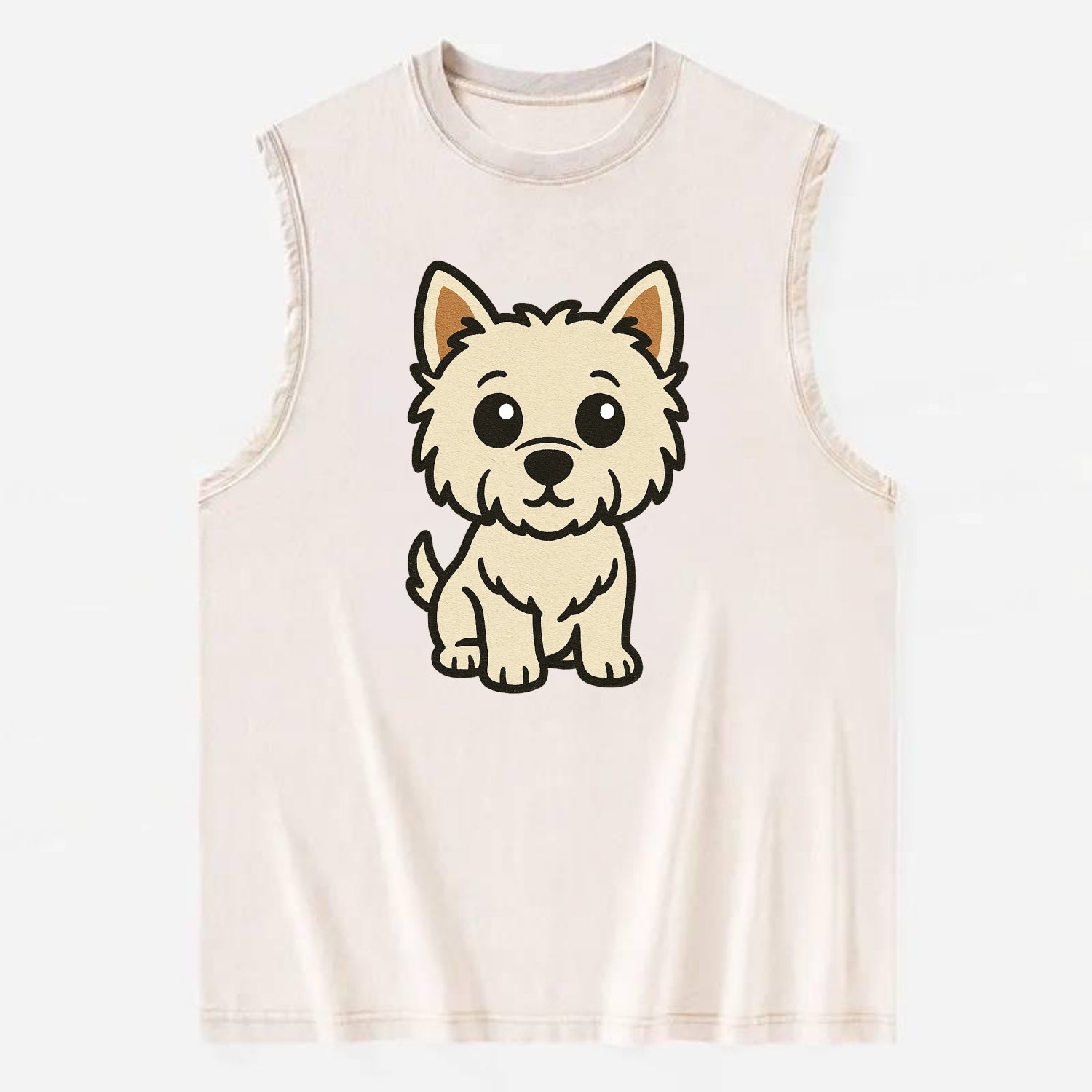 West Highland White Terrier - Alert standing pose - Vintage Washed Tank - Beige