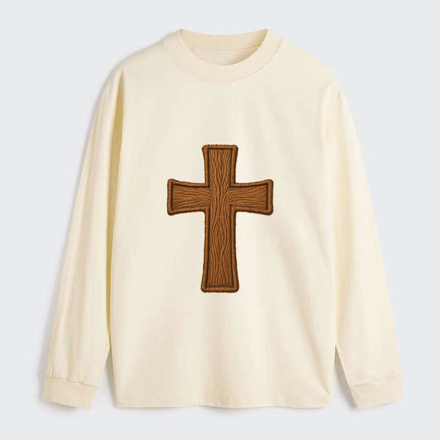 Carved Cross  - Classic Long Sleeve Shirt - Beige
