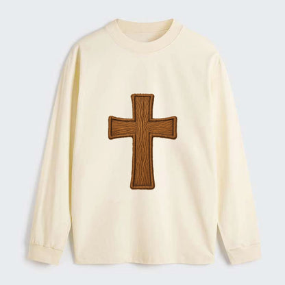 Carved Cross  - Classic Long Sleeve Shirt - Beige