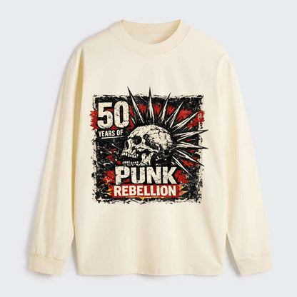 MOHAWK RISING | Spiked hair silhouette | Liberty spikes | Punk identity - Classic Long Sleeve Shirt - Beige