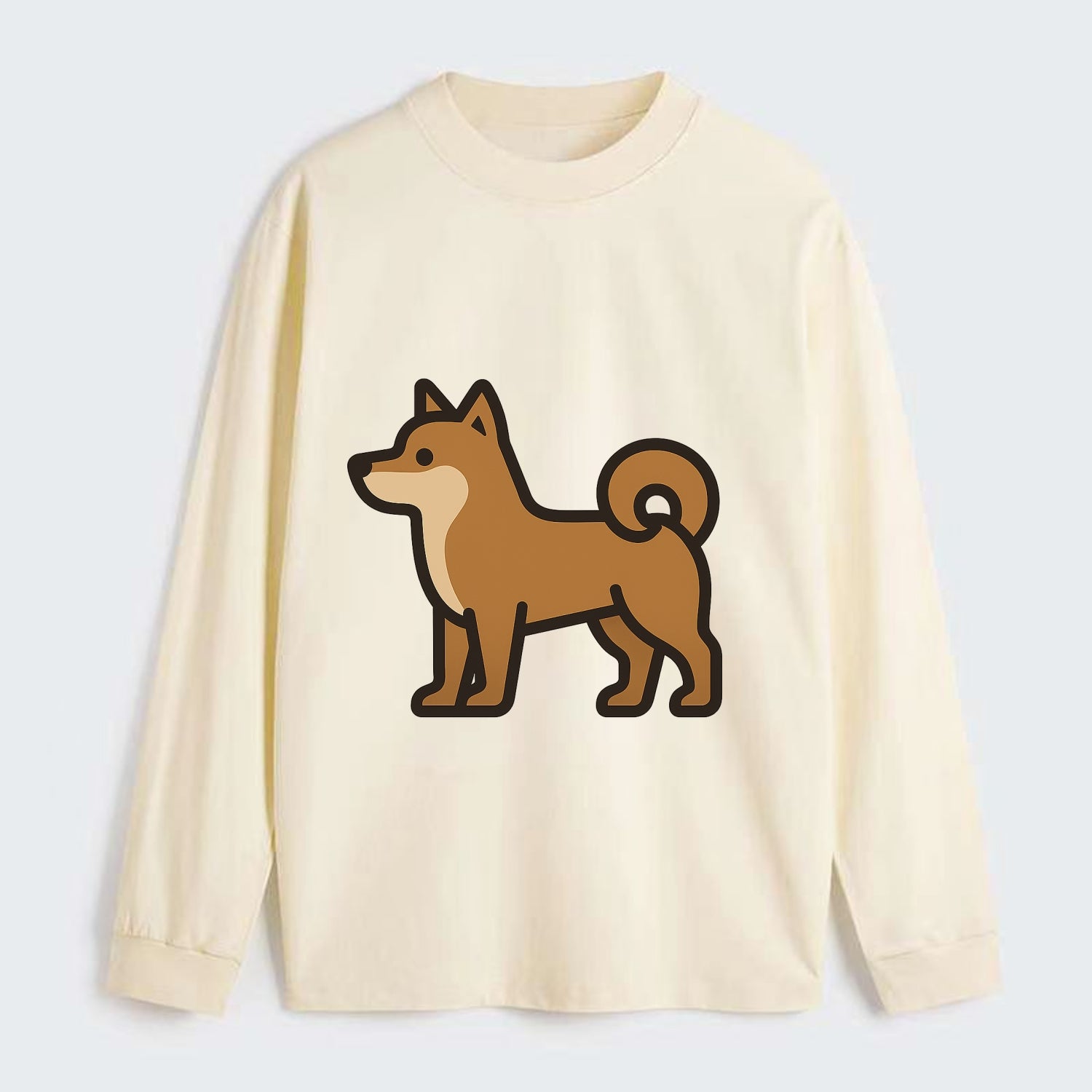 Shiba Inu - Red sesame flat side profile - Classic Long Sleeve Shirt - Beige
