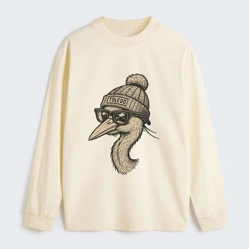 Toledo Great Blue Heron wearing Toledo beanie with pom pom and wayfarer - Classic Long Sleeve Shirt