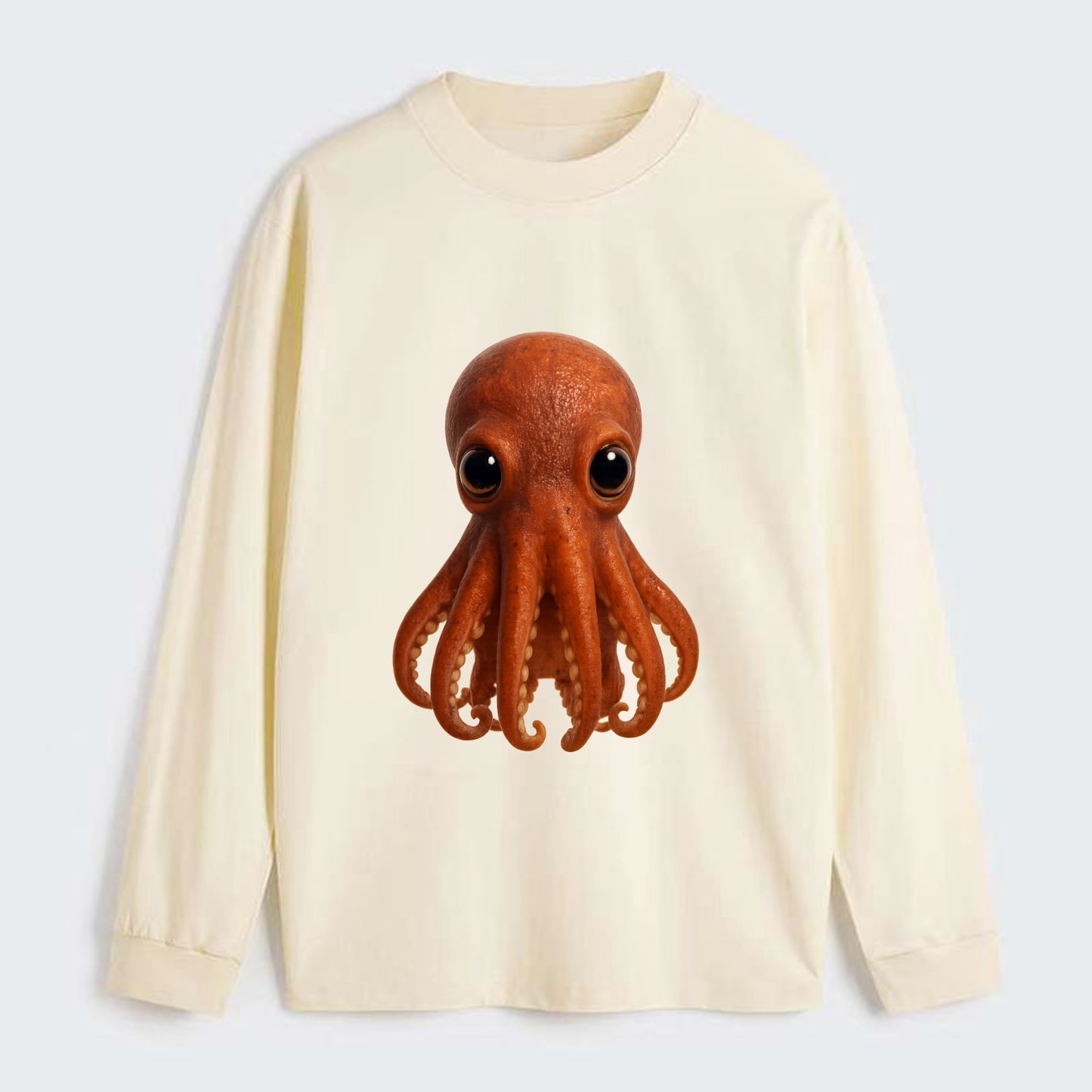 Baby Giant Pacific Octopus - reddish, smaller tentacles, expressive - Classic Long Sleeve Shirt - Beige