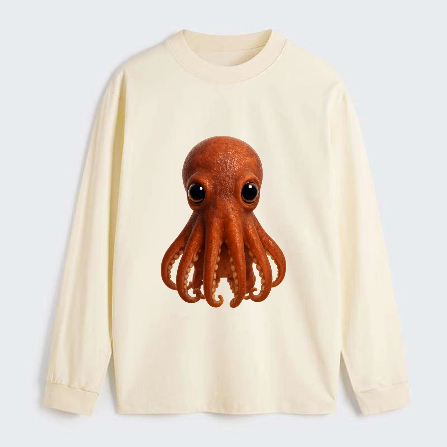 Baby Giant Pacific Octopus - reddish, smaller tentacles, expressive - Classic Long Sleeve Shirt - Beige