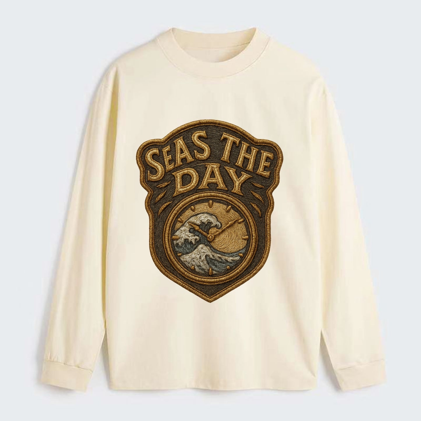 Seas The Day  - Classic Long Sleeve Shirt - Beige